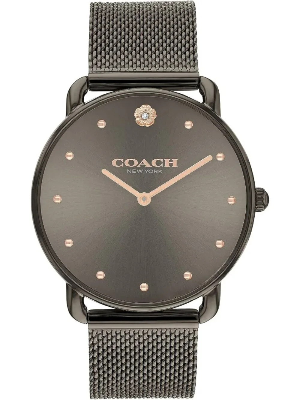 Women's Grey Elegance with Iconic Tea Rose Detail Chic Timepiece Wrist Watches